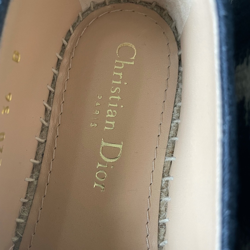 Christian Dior Granville denim blue white beige linen espadrilles flats sz 36 - Picture 5 of 12